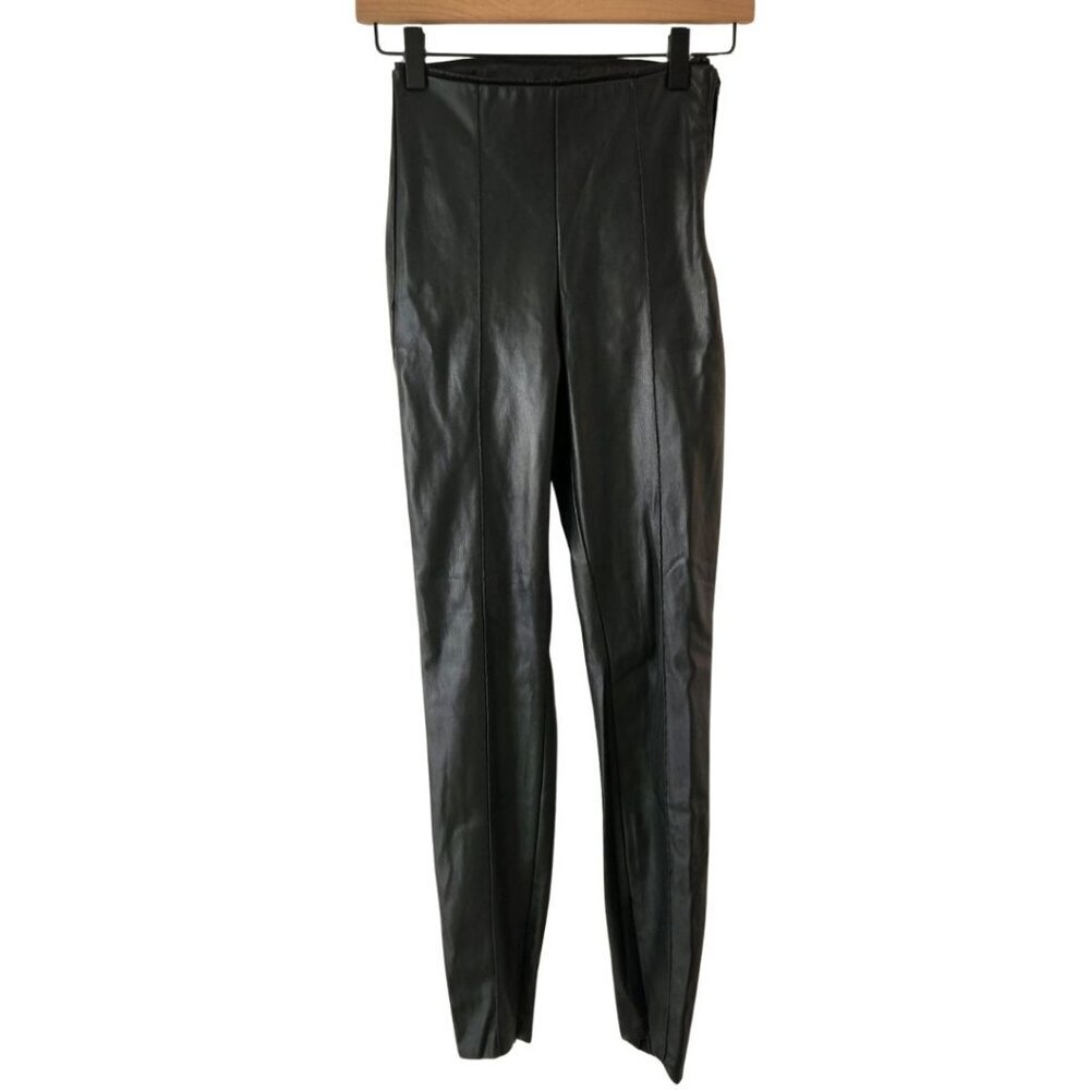 NWOT Zara Faux Leather Black High Waisted Leggings Pants Women's XS